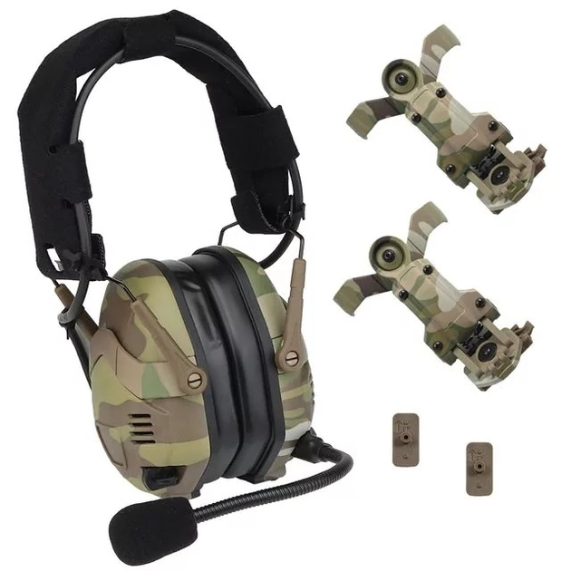 Активные наушники с креплениями для шлема WoSport HD-16 Multicam - изображение 1