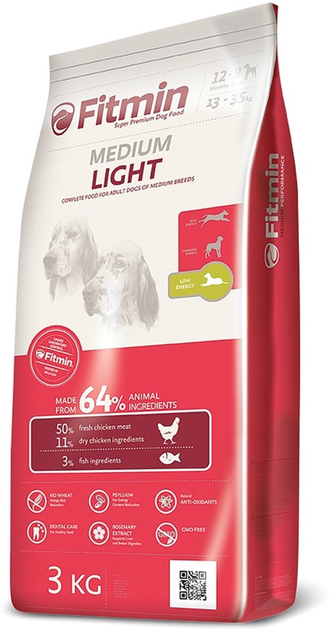 Sucha karma dla psów lekkostrawna FITMIN Medium Light - 3 kg (8595237007103) - obraz 1