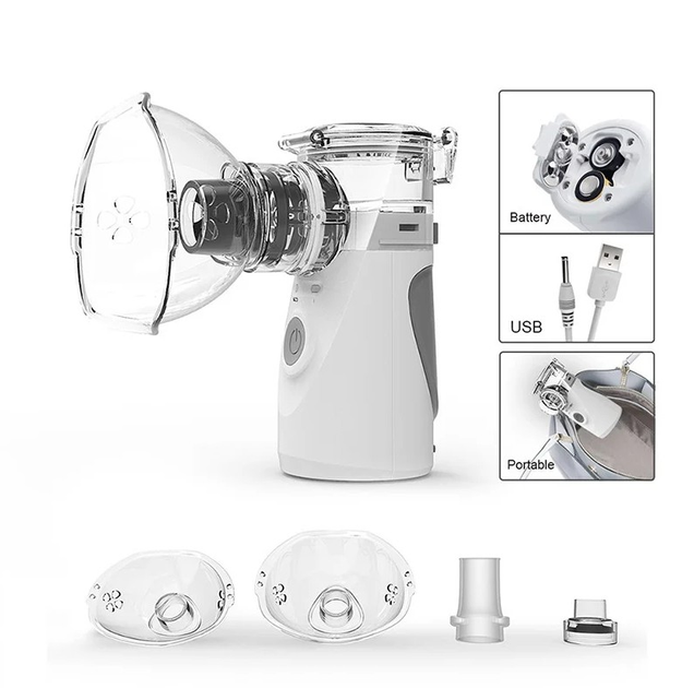 Інгалятор небулайзер Mesh Nebulizer YM-252 100 KHZ портативний Сірий - зображення 2