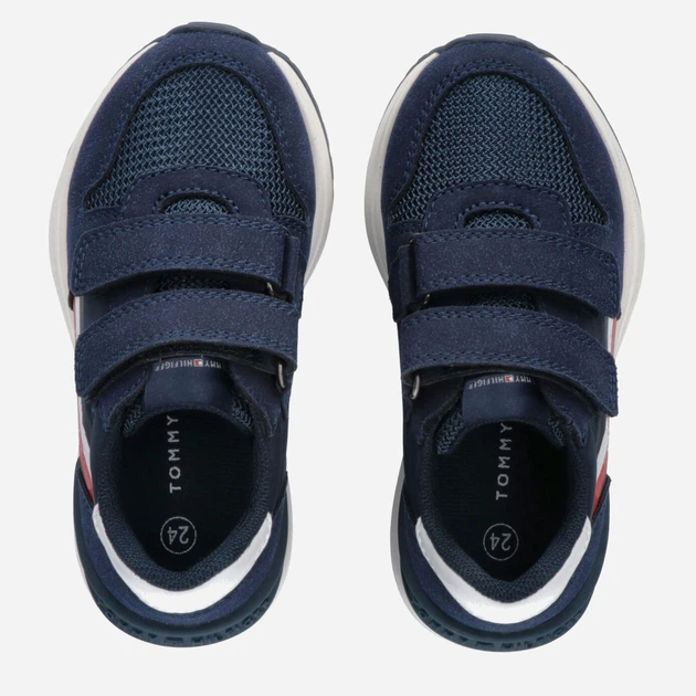 Sneakersy chłopięce na rzepy Tommy Hilfiger Stripes Low Cut Velcro Sneakers T1B9-32882-1587X007 30 Granatowe (8052578179062) - obraz 4