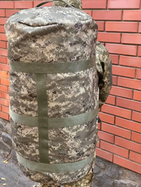 Сумка рюкзак баул зеленый пиксель 130 литров 80*42 см баул армейский ЗСУ, военный тактический баул - изображение 2