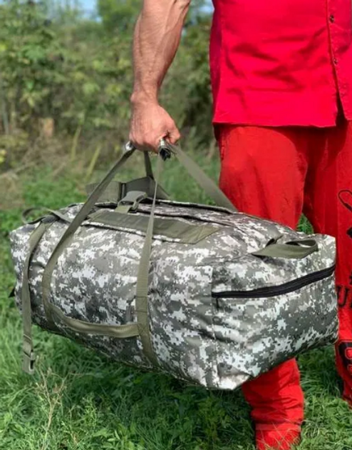 Армійський баул 100 літрів 74*40 см військовий тактичний сумка рюкзак похідний для речей для передислокації колір піксель - зображення 2