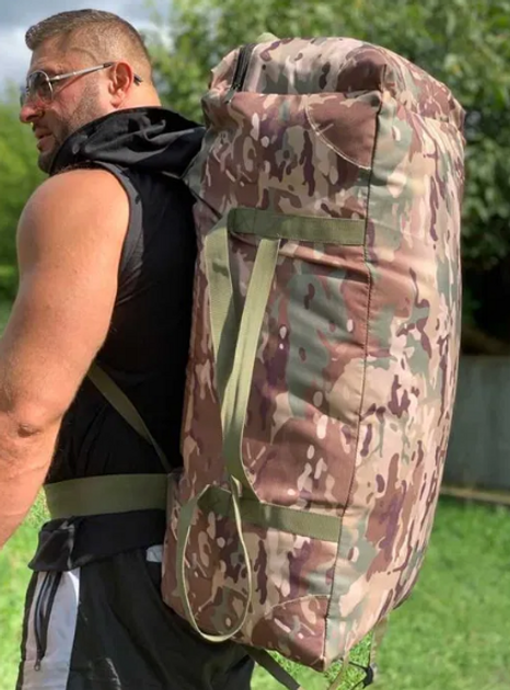Сумка баул на 100 літрів тактична для ЗСУ армійський військовий баул рюкзак похідний колір мультикам для речей для передислокації - зображення 1