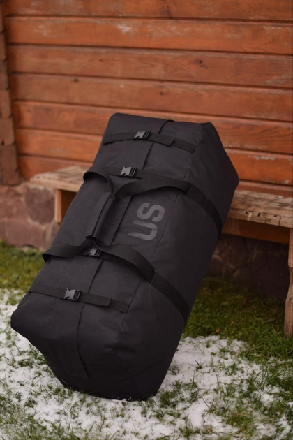 Баул сумка на 120 литров US тактическая военная армейская сумка баул цвет черный для ВСУ для вещей для передислокации - изображение 2