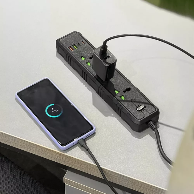 Мережевий фільтр Power Socket T25-QC (3 розетки + 2 USB + 2 Type-C) Black - Фото 4 Мережевий фільтр Power Socket T25-QC (3 розетки + 2 USB + 2 Type-C) Black - зображення 4
