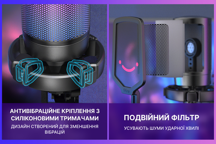 Мікрофон конденсаторний Fifine A6T USB Black - Фото 16 Мікрофон конденсаторний Fifine A6T USB Black - зображення 16