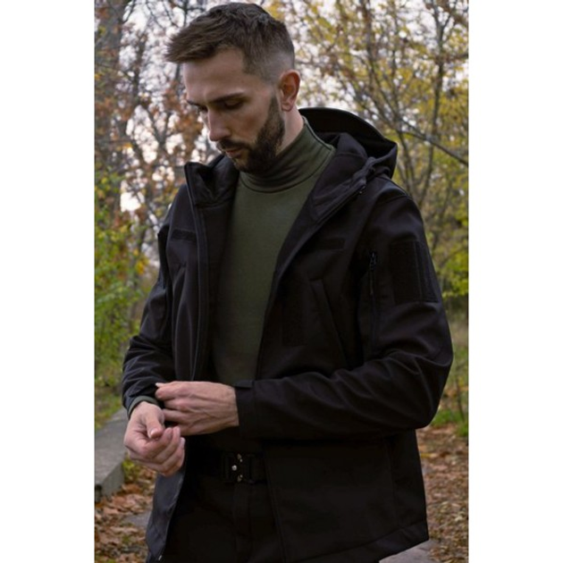 Тактична тепла куртка Soft Shell Чорна Logos М - зображення 1
