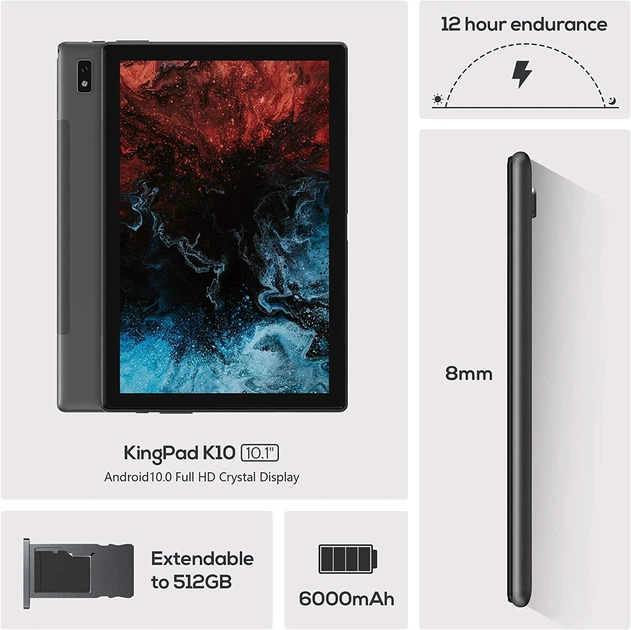 Планшет Vastking K10 10.1”IPS FHD Android 10 UNISOC Tiger T610 3/32Gb 6000mAh Wi-Fi Grey - изображение 6