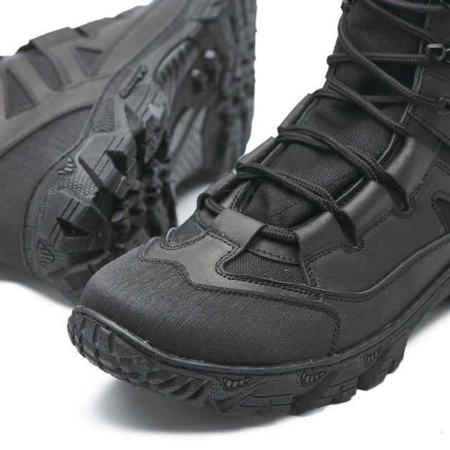 Берці демісезонні черевики тактичні чоловічі, натуральна шкіра та кордура, розмір 44, Bounce ar. JH-0944, колір чорні - зображення 2