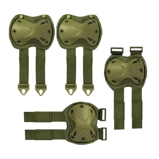 Комплект захисту тактичний наколінники та налокітники Tactic Protection EVA + TPU F001 Зелений - зображення 1
