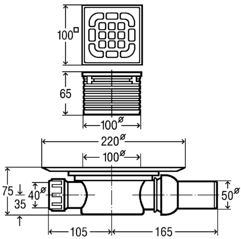 ADVANTIX трап для ванной, горизонтальный D50 - изображение 2