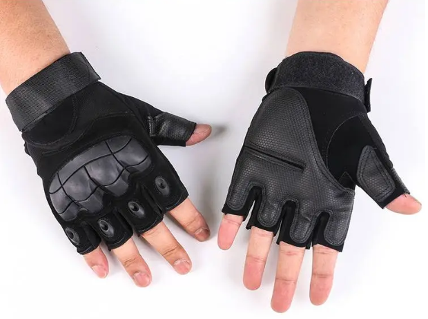 Перчатки тактические с косточками без пальцев XL длинна 15.5см ширина 11см Черные - изображение 1