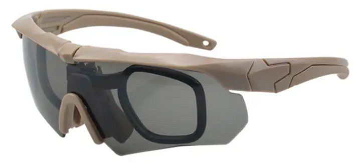 Тактичні окуляри балістичні зі змінними лінзами Beige - зображення 2