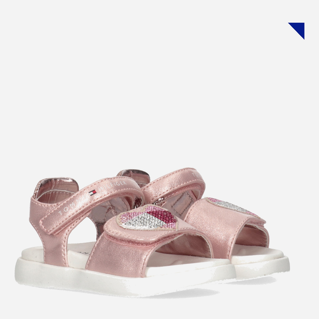 Sandały dziecięce dla dziewczynki Tommy Hilfiger Strass Heart Velcro Sandal T1A2-32752-1367341- 25 Różowe złoto (8052578172636) - obraz 2