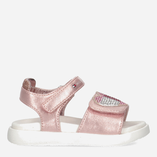 Дитячі сандалії для дівчинки Tommy Hilfiger Strass Heart Velcro Sandal T1A2-32752-1367341- 28 Rose Gold (8052578172667) - зображення 1