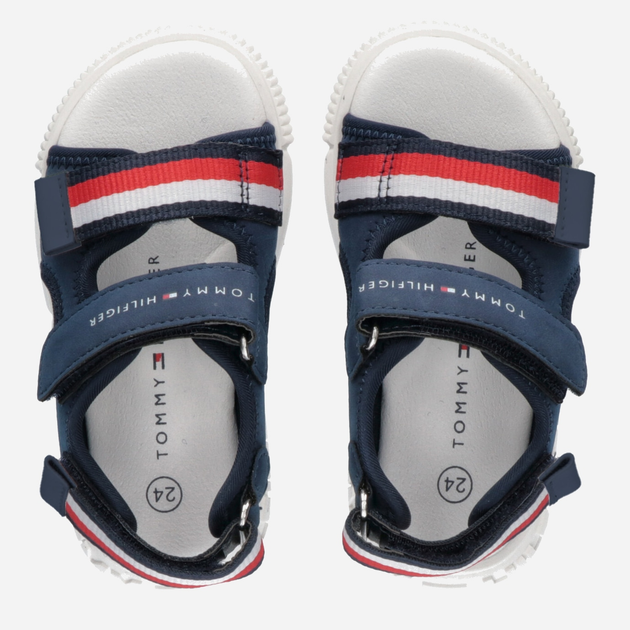 Дитячі сандалії для хлопчика Tommy Hilfiger Stripes Velcro Sandal T1B2-32898-1589800- 29 Сині (8052578176511) - зображення 4