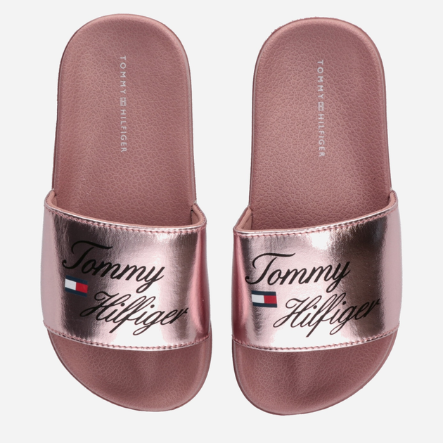 Klapki dziecięce Tommy Hilfiger Logo Pool Slide T3A0-32799-1367341- 35 Rose Gold (8052578181270) - obraz 4