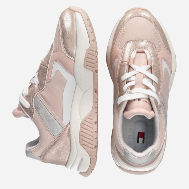 Дитячі кросівки для дівчинки Tommy Hilfiger Low Cut Lace-up Sneaker T3A9-32743-0579A317 30 Rose Gold/Pink (8052578191828) - зображення 5