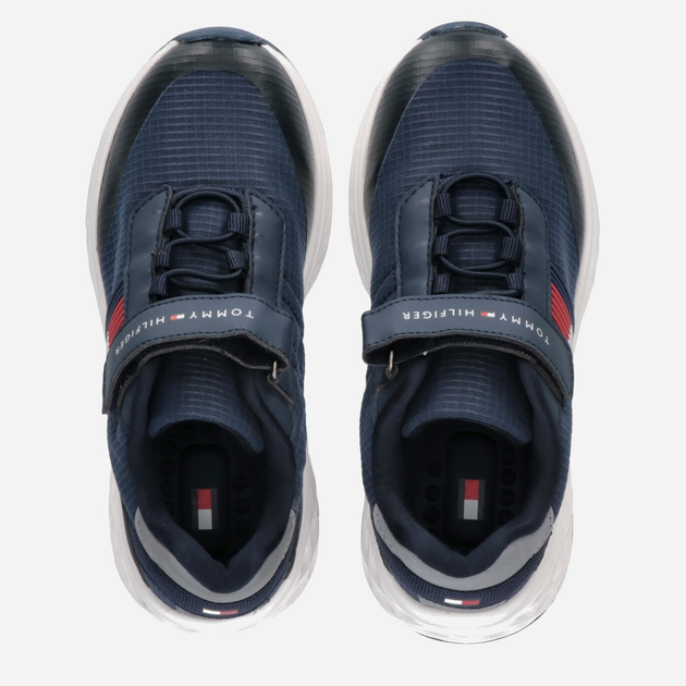 Sneakersy chłopięce na rzepy Tommy Hilfiger Flag Low Cut Lace-up Sneaker T3B9-32895-0328800- 31 Granatowe (8052578196830) - obraz 4