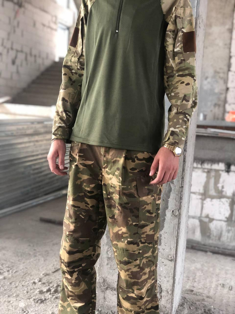 Форма демисизонная военная костюм в цвете мультикам S (тактическая рубашка убакс и штаны) униформа мультикам ВСУ - изображение 1
