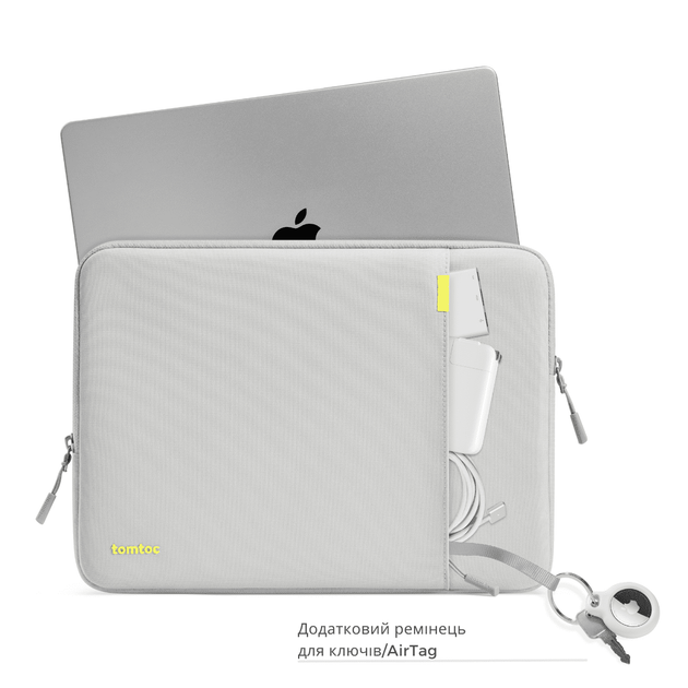 Противоударный чехол на молнии tomtoc 360° Sleeve for MacBook Air 15 (2023-2024) М2/М3 | Pro 16 (2019-2024) | Pro 15 (2016-2019) | Pro Retina 15 (2012-2015) - Gray - изображение 4