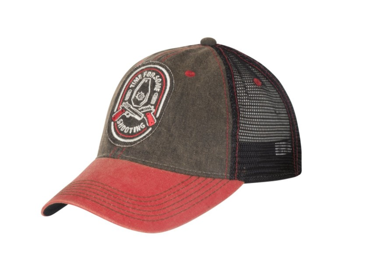 Бейсболка тактическая One Size “Shooting Time” Trucker Cap Helikon-Tex Dirty Washed Black/Dirty Washed Red - изображение 1