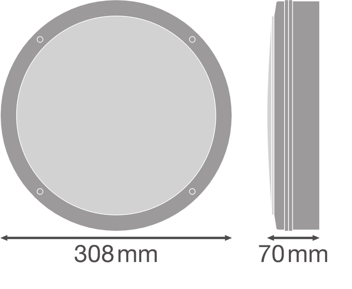Світильник led ledvance круглий аварійний 3 години 15w 1400lm 3000K Ø300 IP65 (4058075647626) ледванс Теплий білий - зображення 4