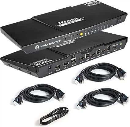 KVM-переключатель TESmart USB-C + HDMI 4K при 60 Гц выход 4-в-1