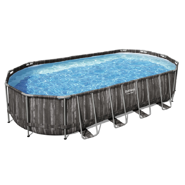 Каркасный бассейн Bestway Wood 732 х 366 х 122 см, с фильтром, лестницей и тентом (5611T) - Фото 2 Каркасный бассейн Bestway Wood 732 х 366 х 122 см, с фильтром, лестницей и тентом (5611T) - изображение 2