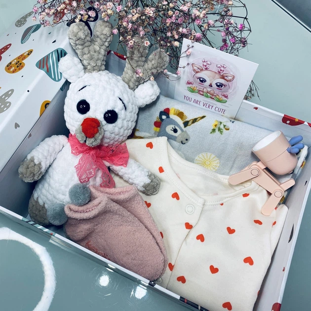 Дитячий подарунковий набір для новонародженої дівчинки 0-6 міс Gift HUB Бебі бокс Подарунок на виписку з пологового будинку для малюка 56-62 см Б144 - зображення 5