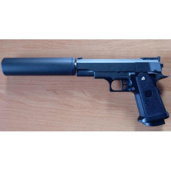 Дитячий Пістолет з глушником COLT 1911 PD Galaxy G10A метал, пластик стріляє кульками 6 мм Чорний - зображення 2