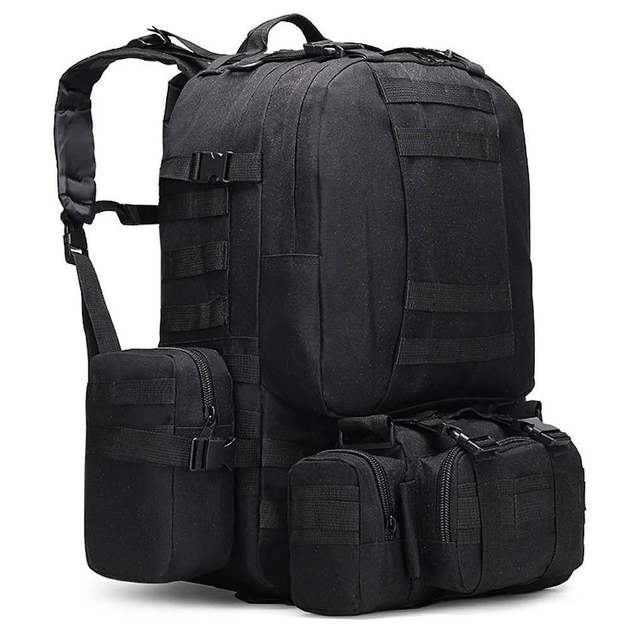 Тактичний військовий рюкзак 50 літрів Чорний - зображення 1