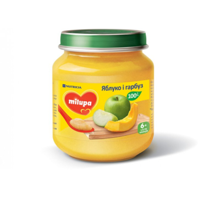 Дитяче пюре Milupa Яблуко-гарбуз з 6 місяців 125 г (5900852051388) - зображення 1