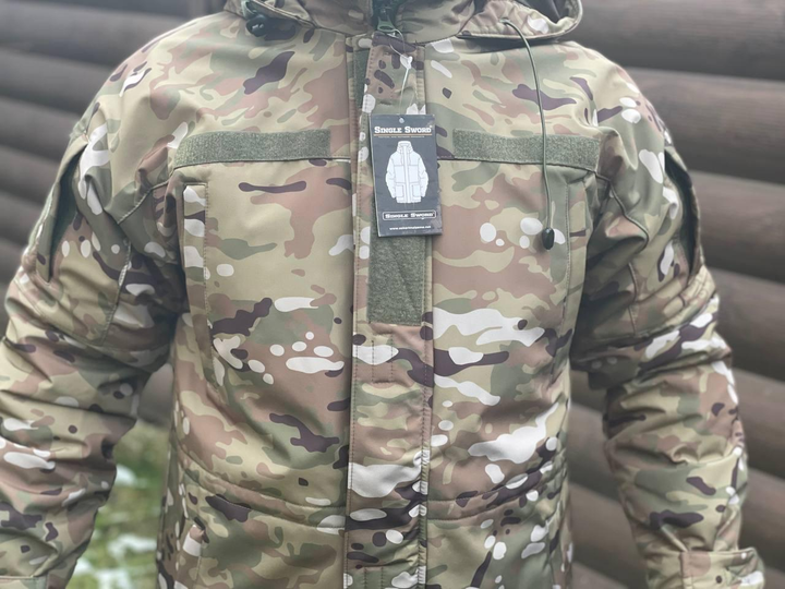 Куртка демісезонна подовжена тактична військова мультикам Soft Shell Single Sword для ЗСУ XXL - зображення 2