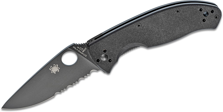 Кишеньковий ніж Spyderco Tenacious Black Blade, полусеррейтор (87.11.69) - зображення 1