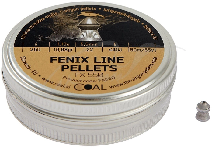 Кулі пневматичні Coal Fenix ​​Line кал. 5.5 мм 1.1 г 250 шт/уп - зображення 1