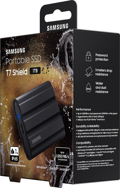 Dysk SSD Samsung Portable T7 Shield 1TB USB 3.2 Type-C Czarny (MU-PE1T0S/EU) - Zdjęcie 12 Dysk SSD Samsung Portable T7 Shield 1TB USB 3.2 Type-C Czarny (MU-PE1T0S/EU) - obraz 12