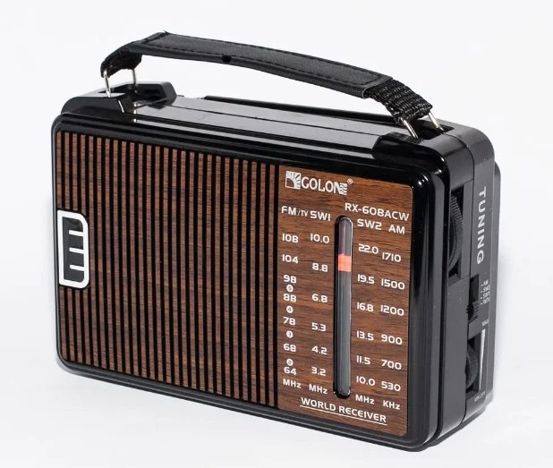 Портативний радіоприймач Golon 3W-608 FM радіо від мережі 220В або батарейок Коричневий - Фото 2 Портативний радіоприймач Golon 3W-608 FM радіо від мережі 220В або батарейок Коричневий - зображення 2
