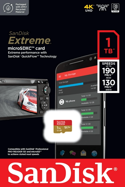 Картка пам'яті SanDisk Extreme 1TB microSDXC SDSQXAV-1T00-GN6MN (190/130 MB/s UHS-I V30 U3 Class 10) без адаптера - зображення 3