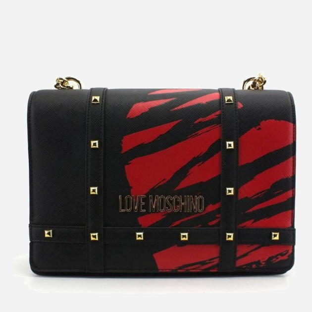 Damska listonoszka Love Moschino Borsa Pu Nero Stampa Rossa JC4072PP1CLG Black Stampa Red (8051578586962) - obraz 1