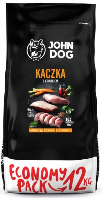 Sucha karma John Dog Adult Kaczka z królikiem 12kg (5903246847468) - obraz 1