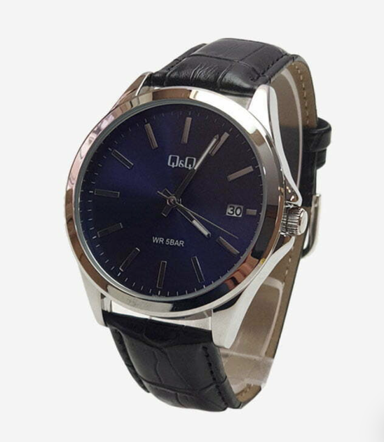 Мужские часы классические Q&Q A484J312Y Синие с серебром – фото, отзывы ...