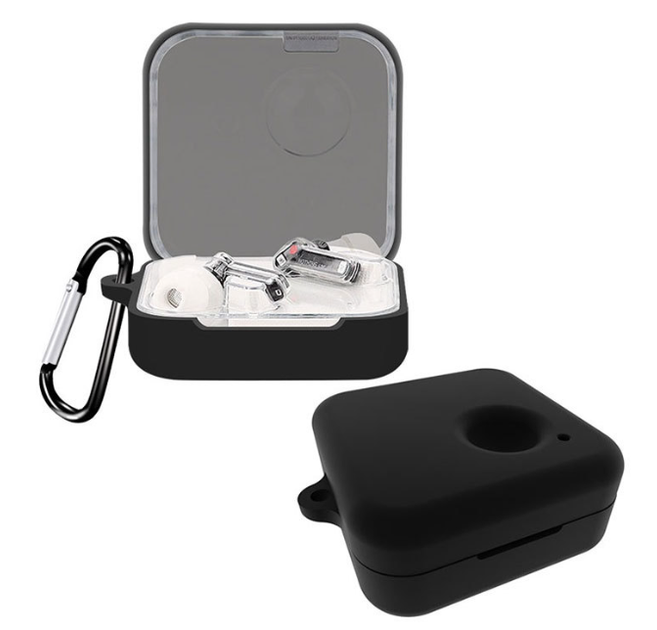 Чехол-накладка DK Silicone Candy Friendly с карабином для Nothing Ear (1) (black) - Фото 2 Чехол-накладка DK Silicone Candy Friendly с карабином для Nothing Ear (1) (black) - изображение 2
