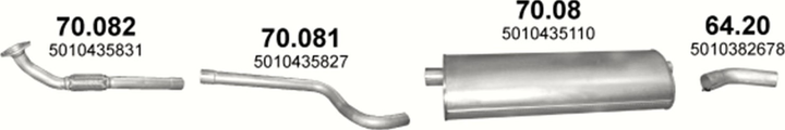 Труба проміжна POLMO (70.081) Renault Mascott 2.8D din 66200 98-04 (Polmo-70.081) - зображення 2