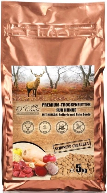 Sucha karma dla psów O'Canis Premium Karma z jeleniem, selerem i czerwonym burakiem 5 kg (4260118932488) - obraz 1