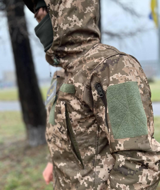 Куртка тактическая мужская c мебраной военная с капюшоном бушлат софтшел SoftShell L - изображение 2
