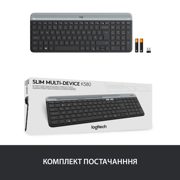 Клавіатура бездротова Logitech K580 Slim Multi-Device Wireless