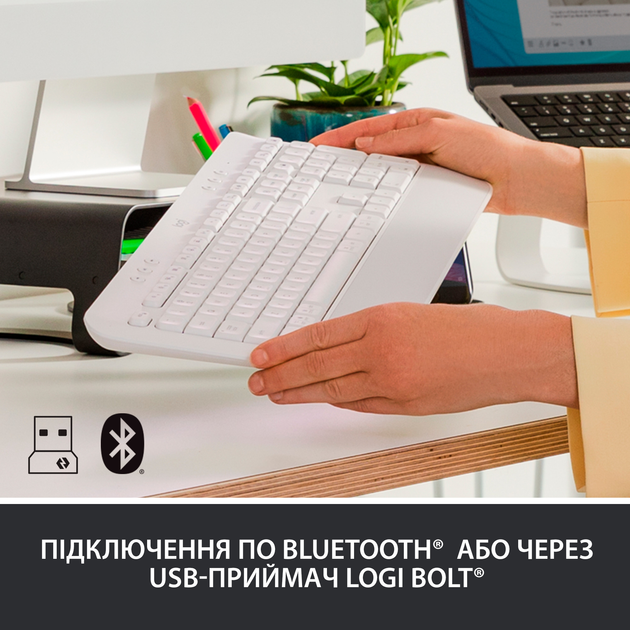 Клавіатура бездротова Logitech Signature K650 USB/Bluetooth White (920-010977) - зображення 4