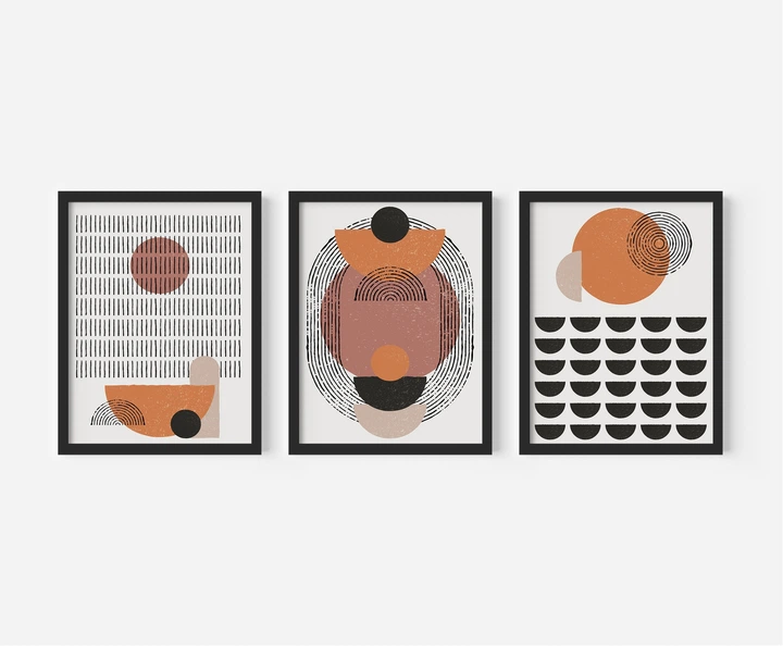 Модульна картина 3в1, Геометричні фігури бохо Printedwall, 43 х 99 см (0032) - изображение 2