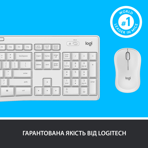 Комплект беспроводной Logitech MK295 Silent Wireless UA White (920-009824) - изображение 8